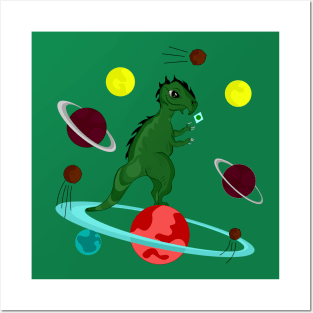 Dinosaur in Space Posters and Art